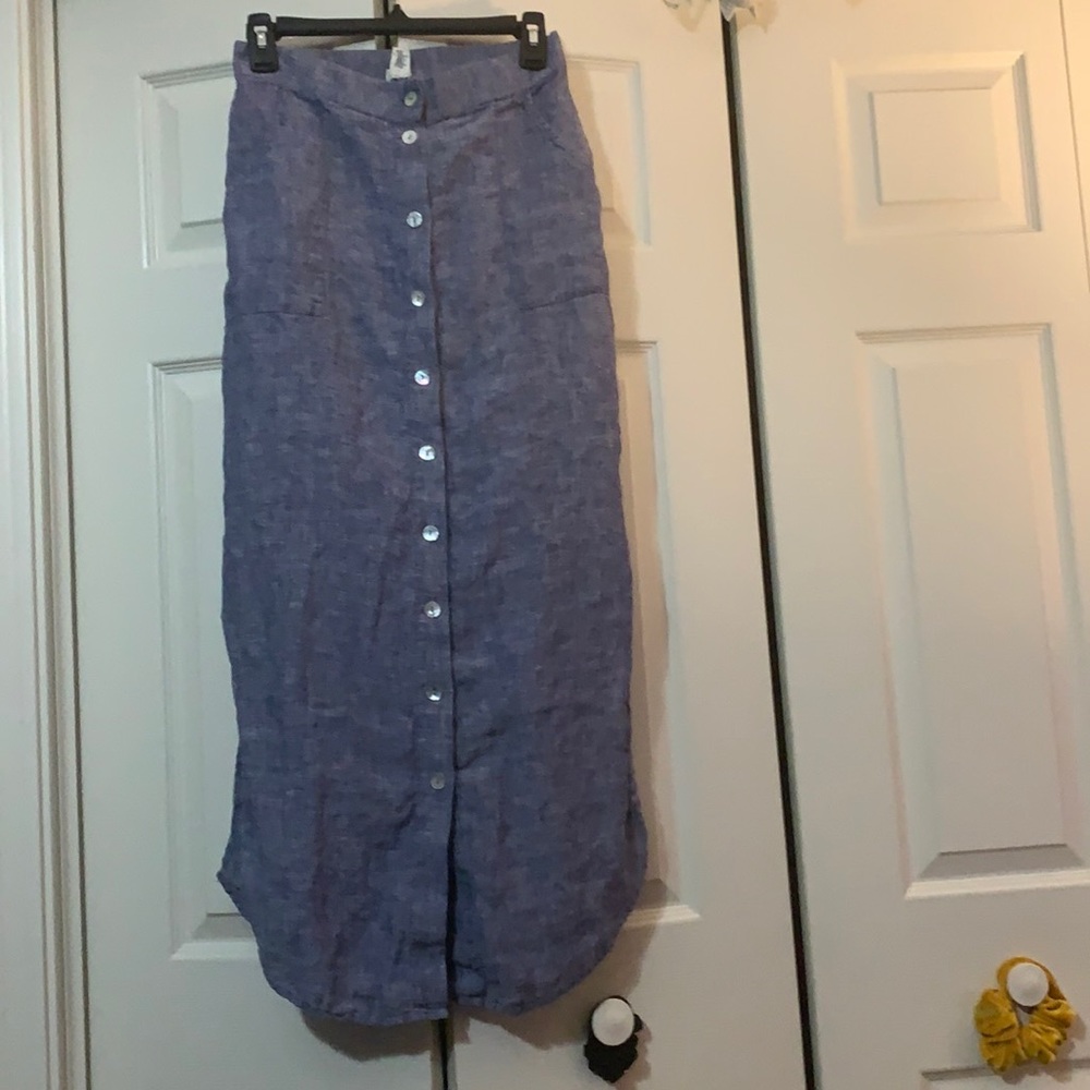 Linen button down skirt
